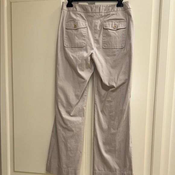 Talbots Heritage Khaki Sailor Pants Wide-Leg Trousers 6 Button Stretch Sz 6P - Picture 2 of 12